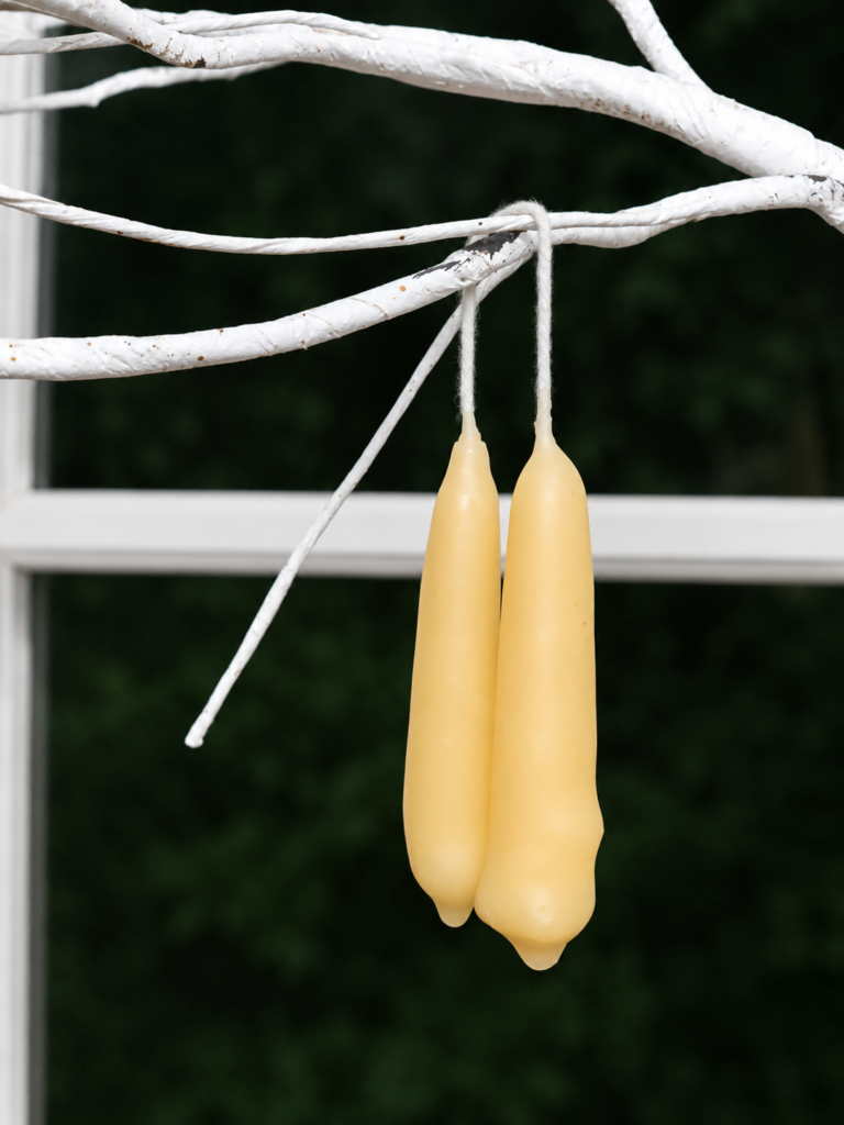 Pair of hand dipped beeswax candles